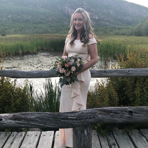 Ivory off the shoulder gown - Picture 6 of 6